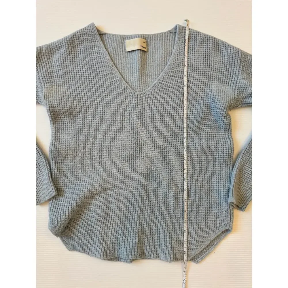 Aritzia Wilfred Free Wolter Merino Wool Waffle Knit Sweater Light Blue S Cozy - Picture 6 of 14